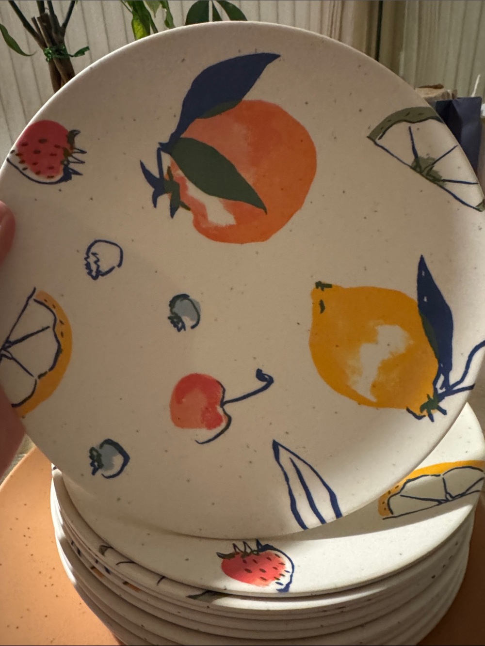 Threshold Fruit Motif Stoneware Dinner Plate - White, Orange, Yellow, Blue